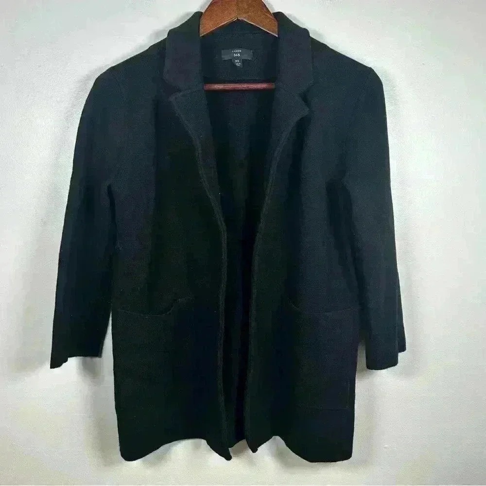 J Crew 365 Black Blazer Jacket Womens XS Notch‎ Lapel Casual Workwear